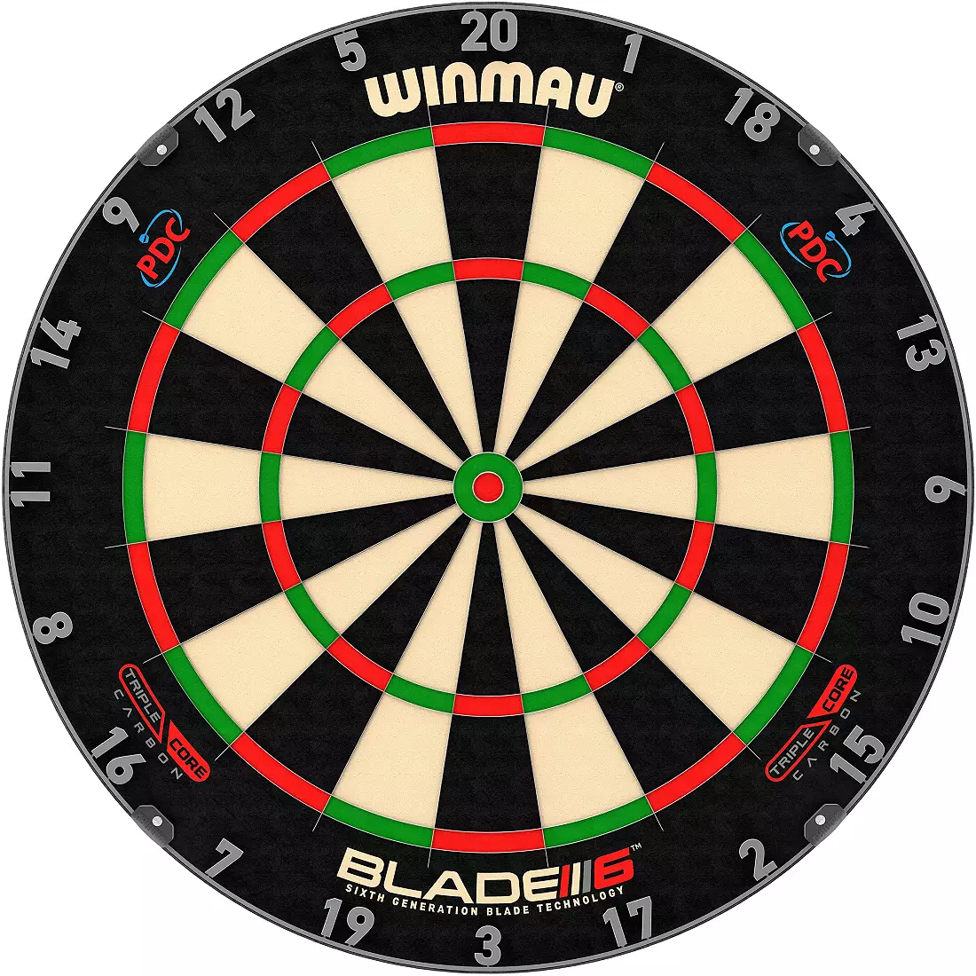 Winmau Blade 6 professional bristle sisal dartboard for competitive 501 practice