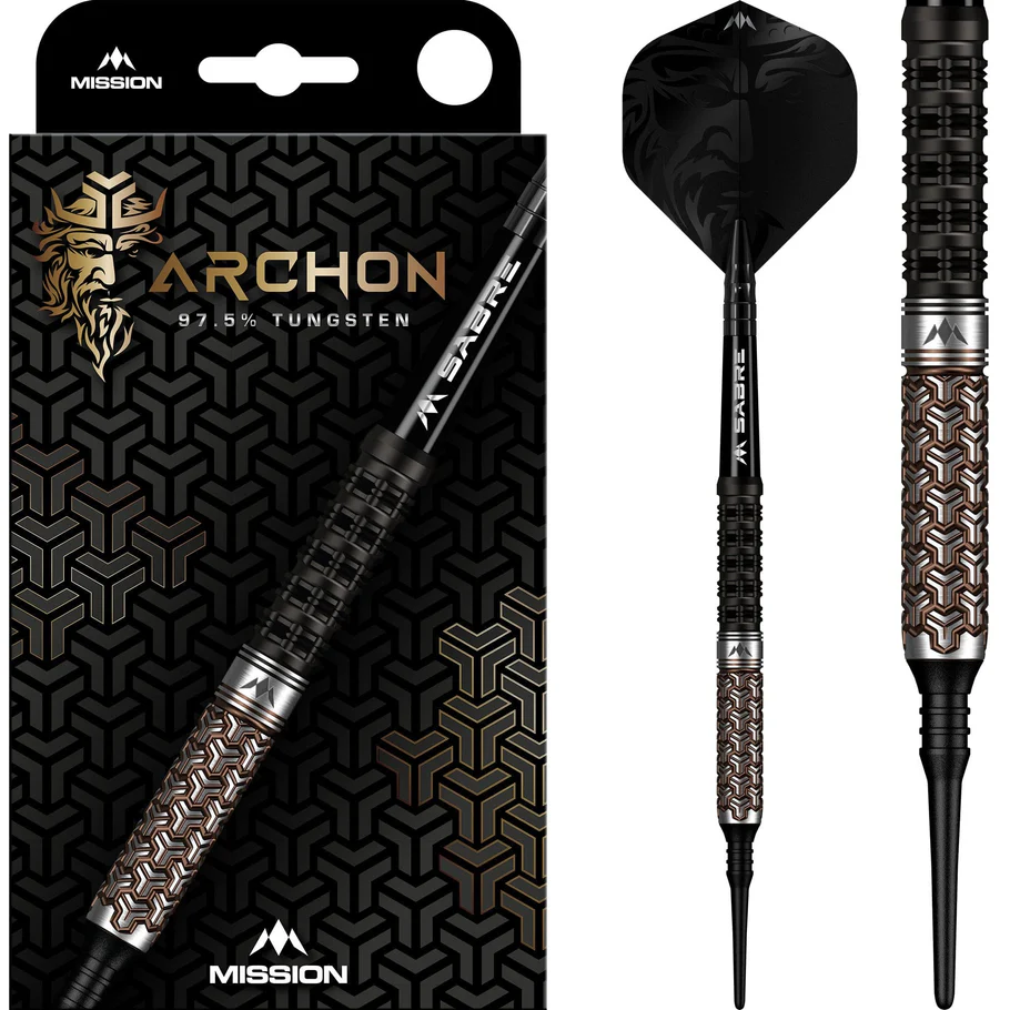 Mission Archon 97.5 percent tungsten steel tip competitive darts with knurled grip